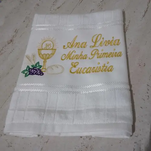 Toalha Bordada Personalizada Primeira Eucaristia