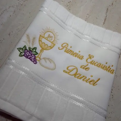 Toalha Bordada Personalizada Primeira Eucaristia