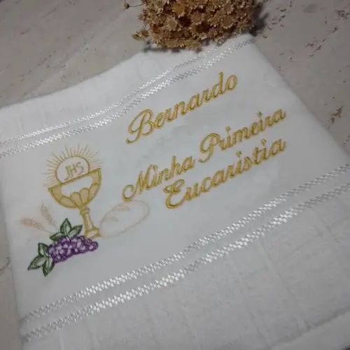 Toalha Bordada Personalizada Primeira Eucaristia