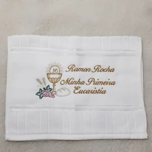 Toalha Bordada Personalizada Primeira Eucaristia