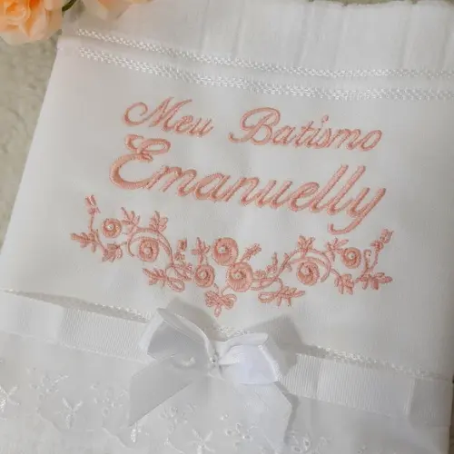 Toalha de Batismo Floral
