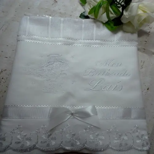 Toalha de Batismo Personalizada Anjinho