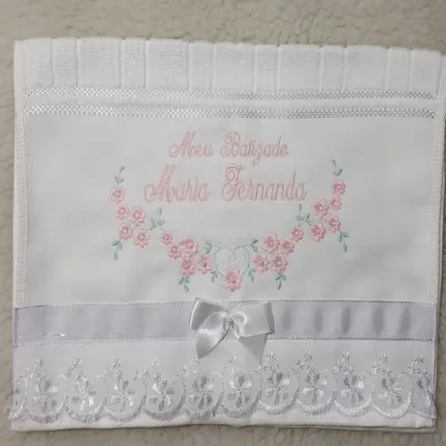 Toalha de Batismo Personalizada Floral