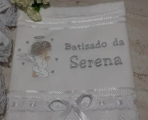 Toalha de Batizado Aveludada Anjo