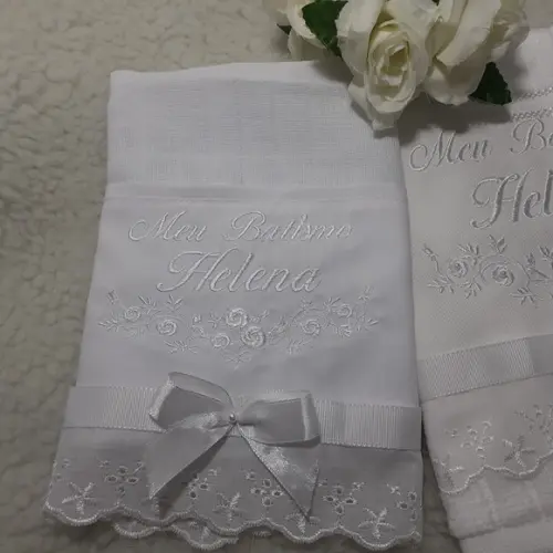 Toalha de Batizado e Fralda de Boca Personalizada