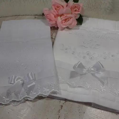 Toalha de Batizado e Fralda de Boca Personalizada