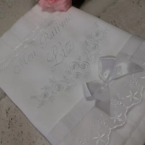 Toalha de Batizado e Fralda de Boca Personalizada