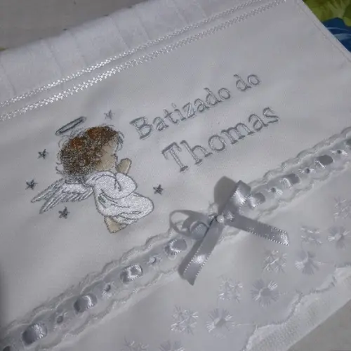 Toalha de Batizado Personalizada Anjinho