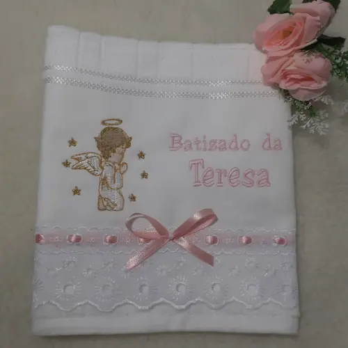 Toalha de Batizado Personalizada Anjinho