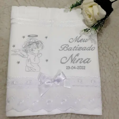 Toalha de Batizado Personalizada Anjinho