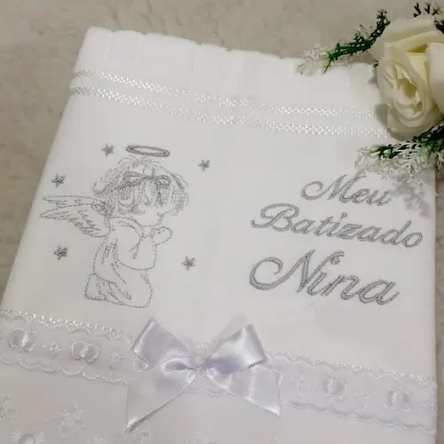 Toalha de Batizado Personalizada Anjinho