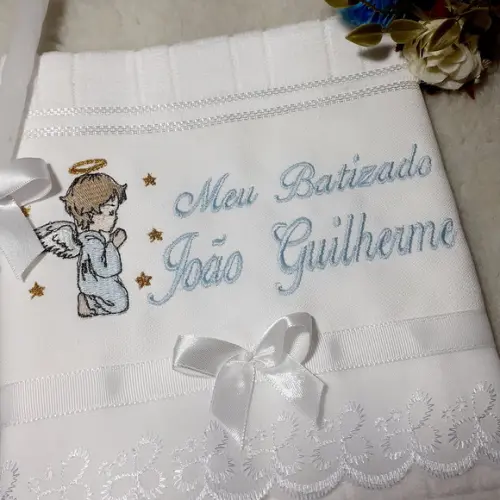 Toalha de Batizado Personalizada Anjo