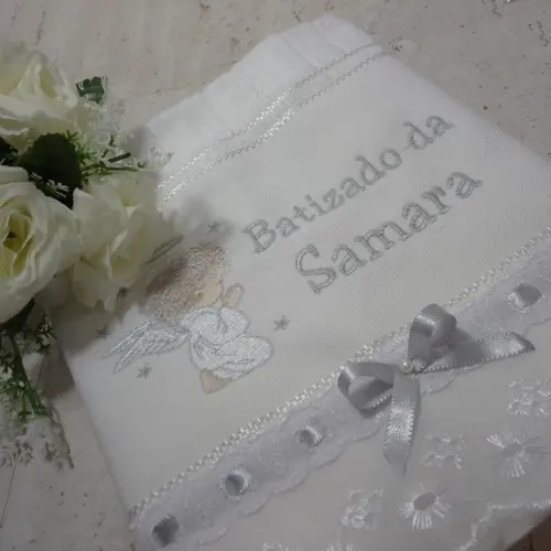 Toalha de Batizado Personalizada Anjo Menina