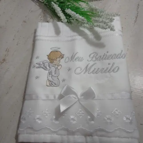 Toalha de Batizado Personalizada Anjo