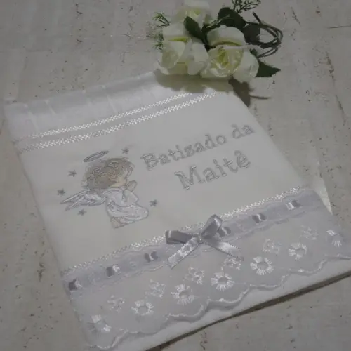 Toalha de Batizado Personalizada Anjo Menina