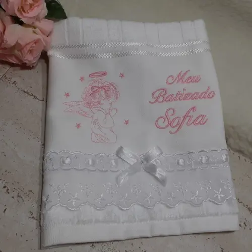 Toalha de Batizado Personalizada Anjo Menina