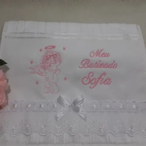 Toalha de Batizado Personalizada Anjo Menina