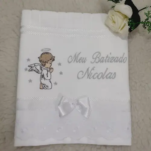 Toalha de Batizado Personalizada Anjo