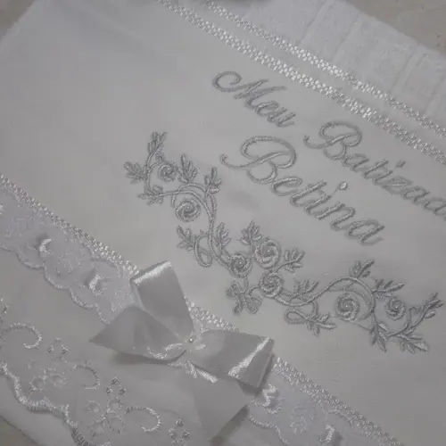 Toalha de Batizado Personalizada Floral
