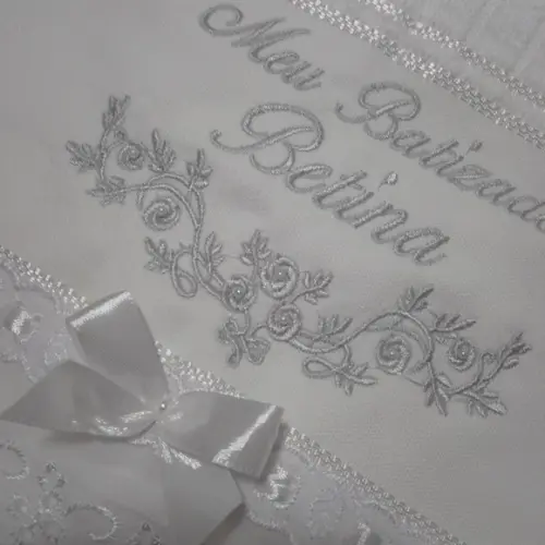 Toalha de Batizado Personalizada Floral