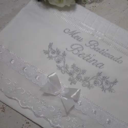 Toalha de Batizado Personalizada Floral