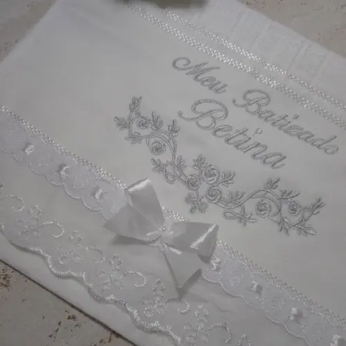 Toalha de Batizado Personalizada Floral