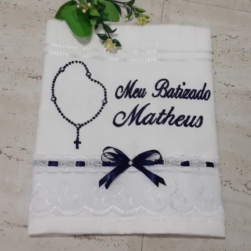 Toalha de Batizado Personalizada Flores