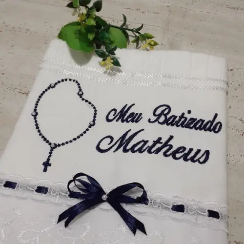 Toalha de Batizado Personalizada Flores