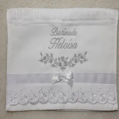 Toalha de Batizado Personalizada Floral para Menina