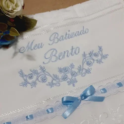 Toalha de Batizado Personalizada Flores