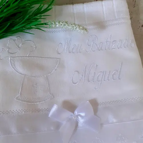 Toalha de Batizado Personalizada Flores