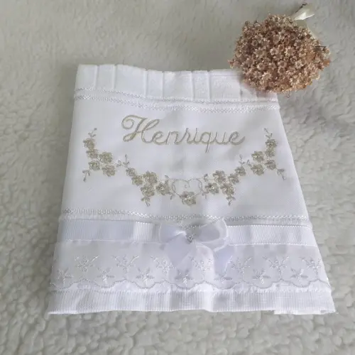 Toalha de Batizado Personalizada Flores