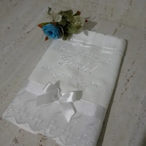 Toalha de Batizado Personalizada Flores
