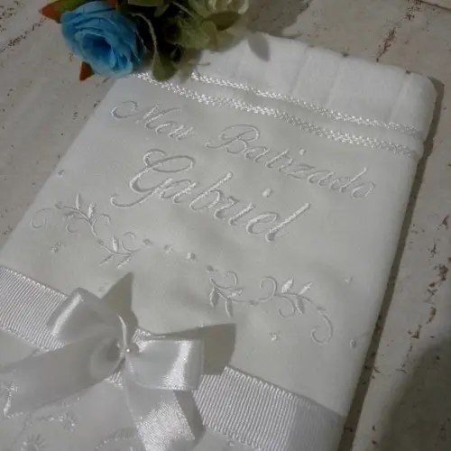 Toalha de Batizado Personalizada Flores