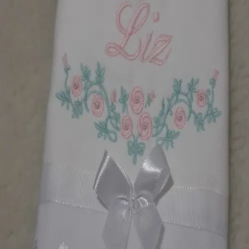 Toalha de Batizado Personalizada Flores