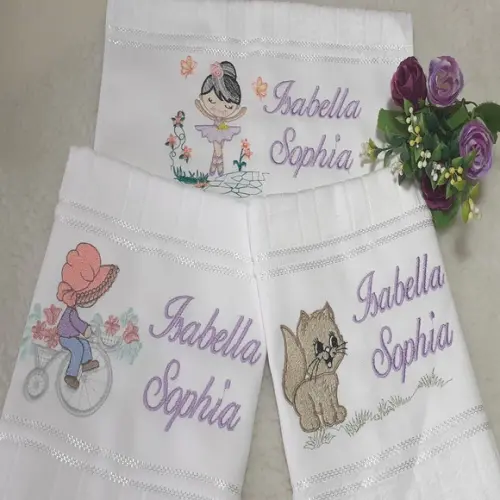Toalha de Lanche Bordada Personalizada 3 Unidades