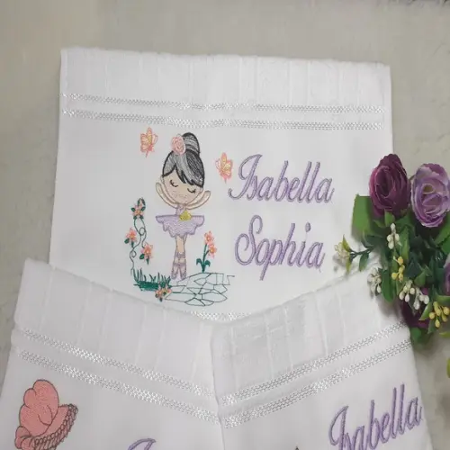 Toalha de Lanche Bordada Personalizada 3 Unidades