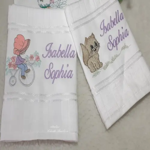 Toalha de Lanche Bordada Personalizada 3 Unidades