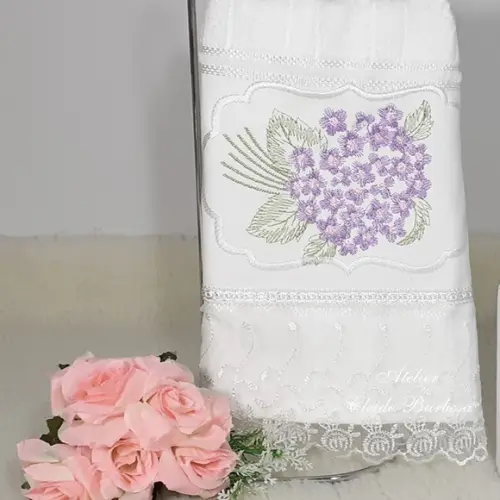 Toalha de Lavabo Bordada Hortênsia