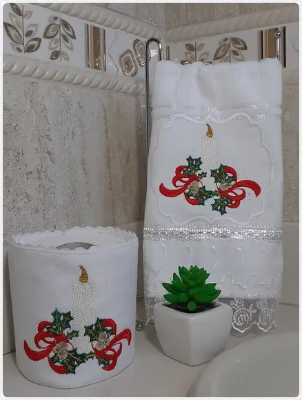Toalha de Lavabo e Porta Papel Higiênico Natal