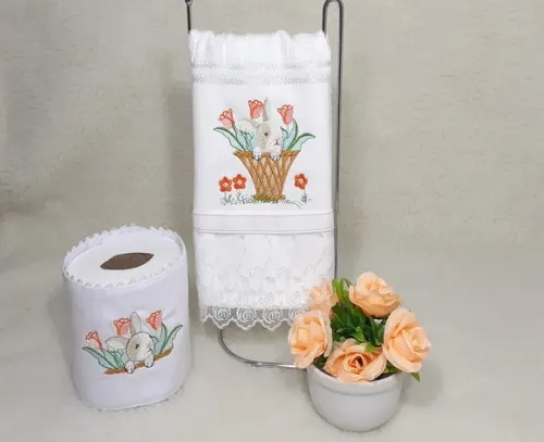 Toalha de Lavabo e Porta Papel Higiênico Páscoa