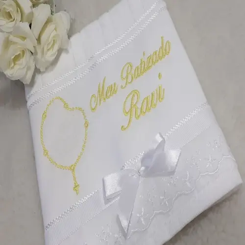 Toalha para Batismo Bordada Personalizada