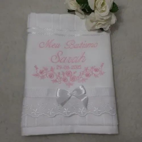 Toalha para Batizado Tema Flores