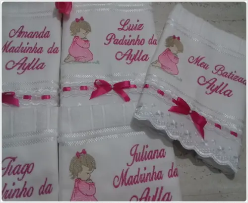 Toalha para Padrinho e Madrinha de Batismo 5 Unidades