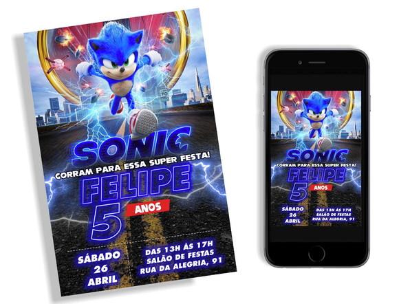 Convite Sonic Hedgehog Digital