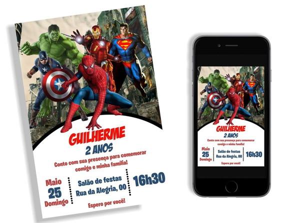 Convite Vingadores Liga da Justiça Digital