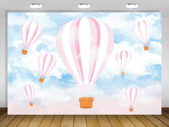 Painel Balão de Ar Quente Rosa 1,50x1m