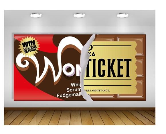 Painel Barra Chocolate Fábrica de Chocolate Wonka 2x1m