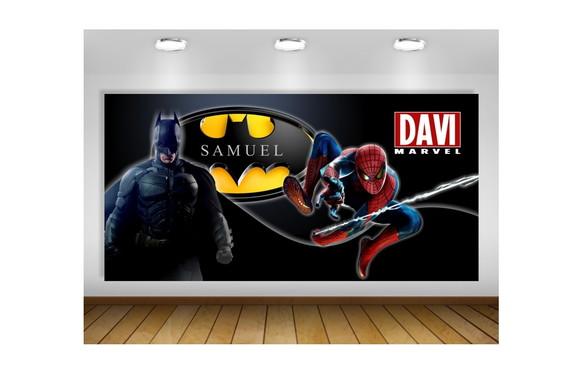 Painel Batman e Homem Aranha 2x1m
