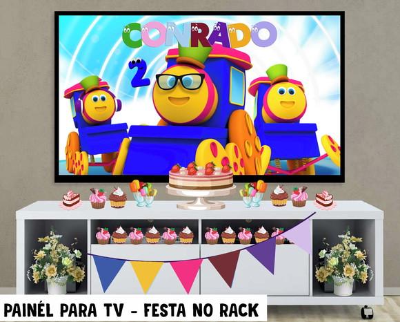 Painel bob o trem Festa no Rack - Digital
